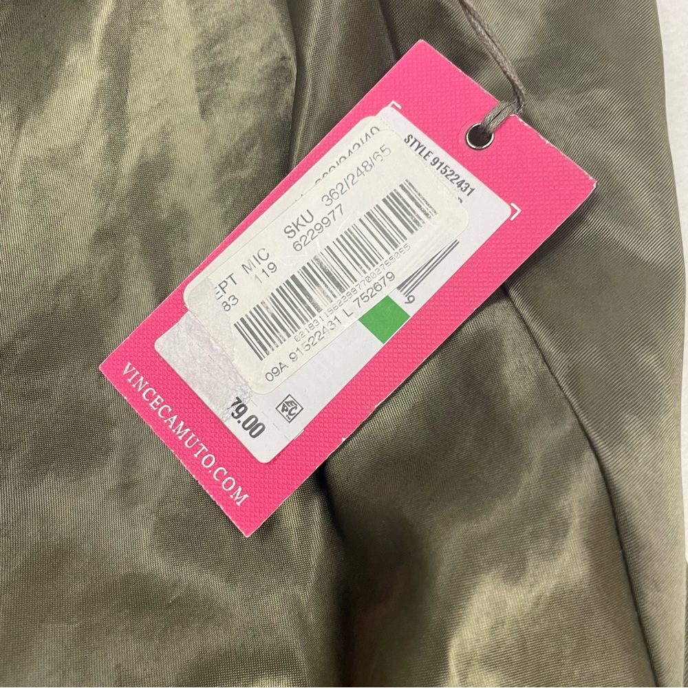 ⭐️2/$20 NWT Vince Camuto Satin Olive Green Midi Skirt - Picture 8 of 8